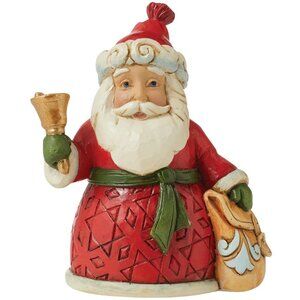 Enesco Jim Shore Heartwood Creek Santa with Bell and Bag Miniature Figurine NEW